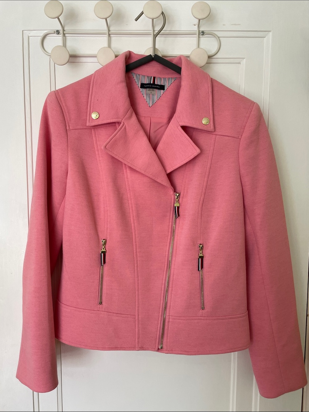 Tommy Hilfiger Pink Zip Moto Blazer